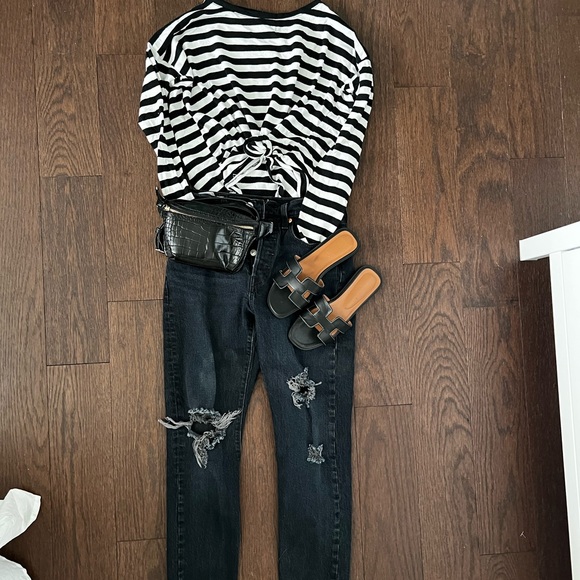 Levi’s 501 Skinny jeans distressed black sz 25 - Picture 2 of 7